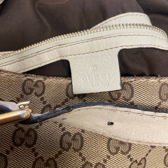 Gucci Charlotte Hobo Shoulder Bag Brown Canvas GG Monogram / Cream Leather AS IS - Picture 12 of 16